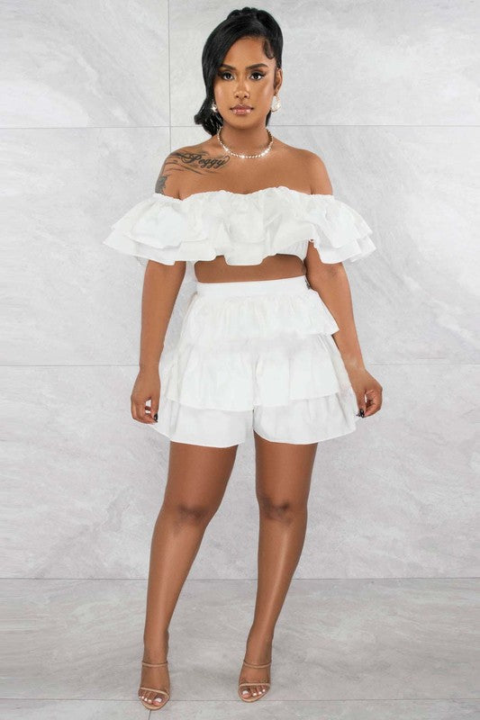 GHANA RUFFLE MINI SHORT SET