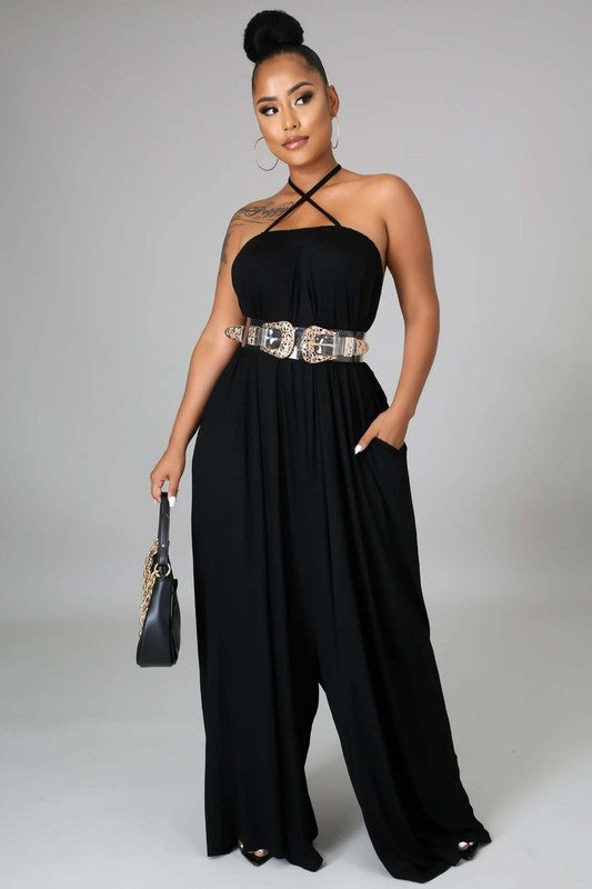 NICKI MAXI JUMPSUIT -BLACK