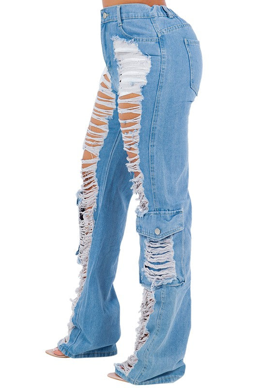 SEXY CARGO STYLE DENIM JEANS