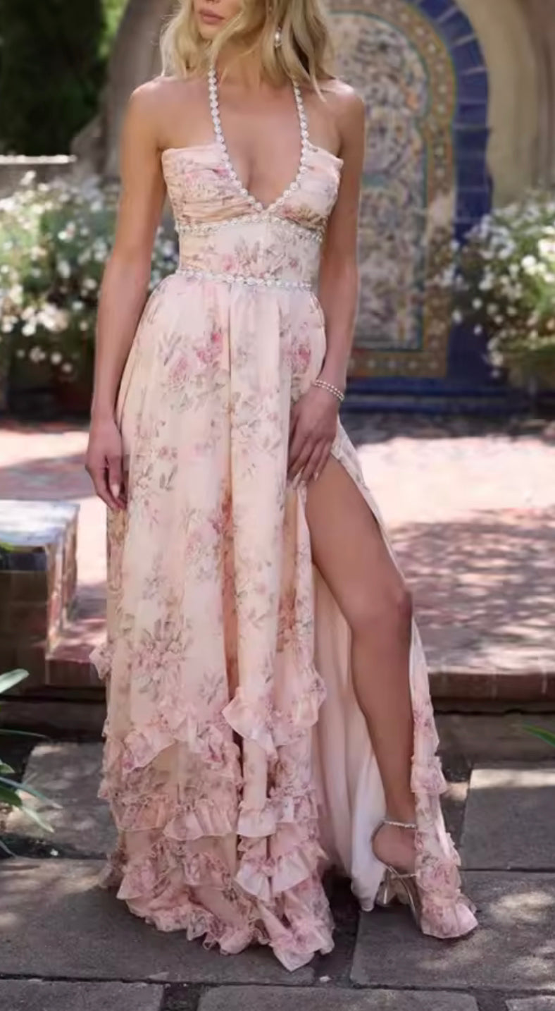 Cindy Ruffle Sleeveless Maxi Dress