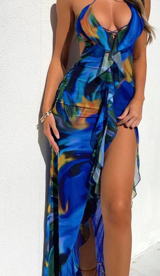 PALMARIA MAXI DRESS VALENCIA -BLUE