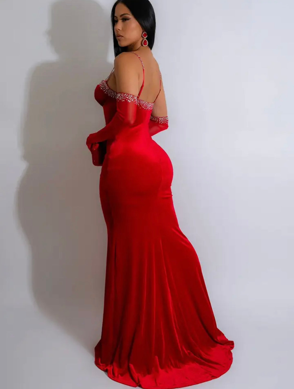 Heartbeat Velvet Diamonds Maxi Dress Set | Red