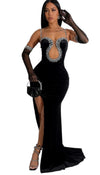 Heartbeat Velvet Diamonds Maxi Dress Set | Black