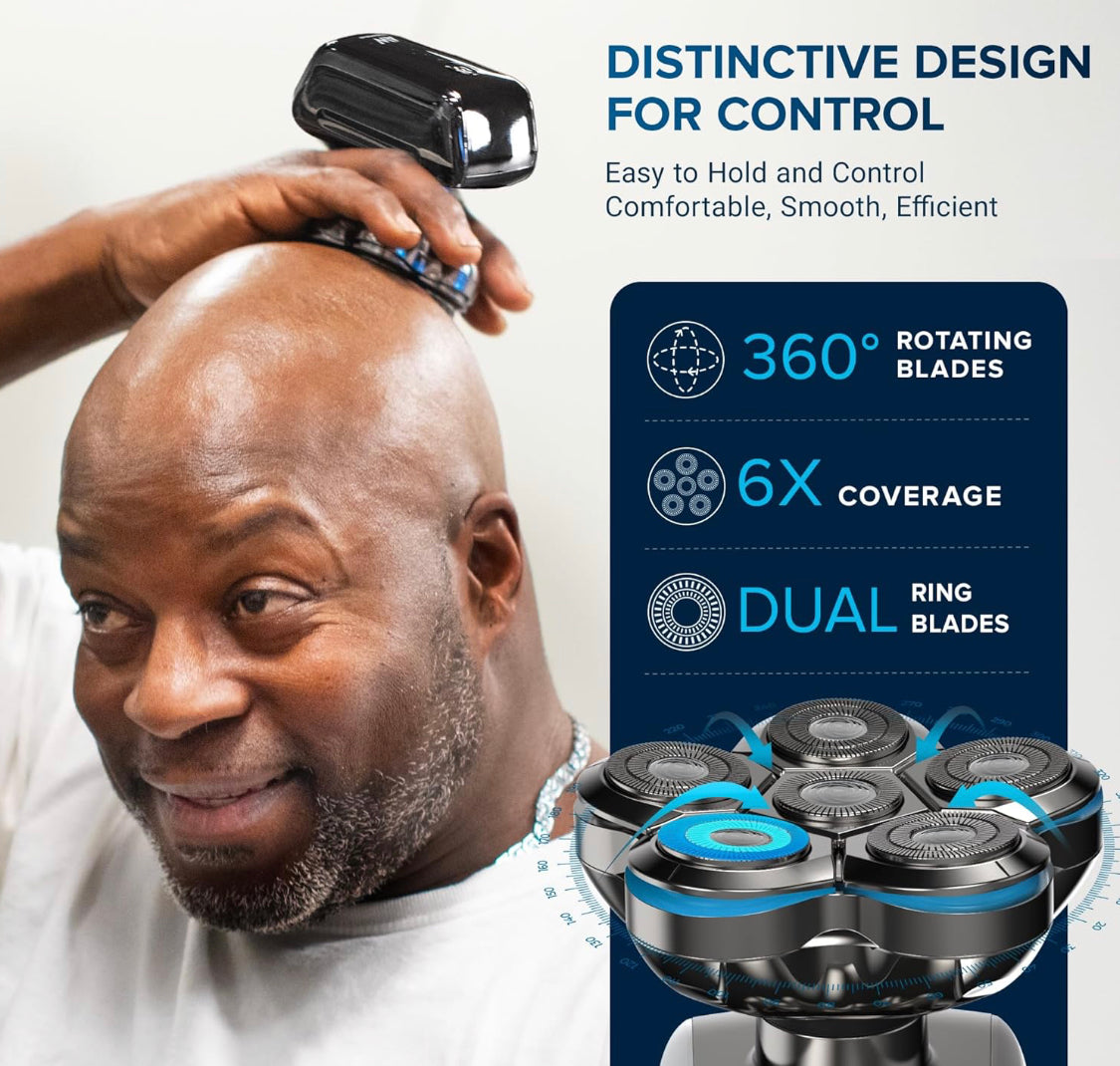 AidallsWellup Head Shavers for Bald Men: Waterproof Bald Head Shavers for Men - Close Shaving Bald Head Shavers for Men Skull - Electric Head Shaver