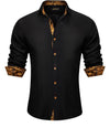 Black Solid Long Sleeve Splicing Casual Shirt