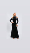 Abigail Cutout Crystal Bandage Maxi Dress| Black