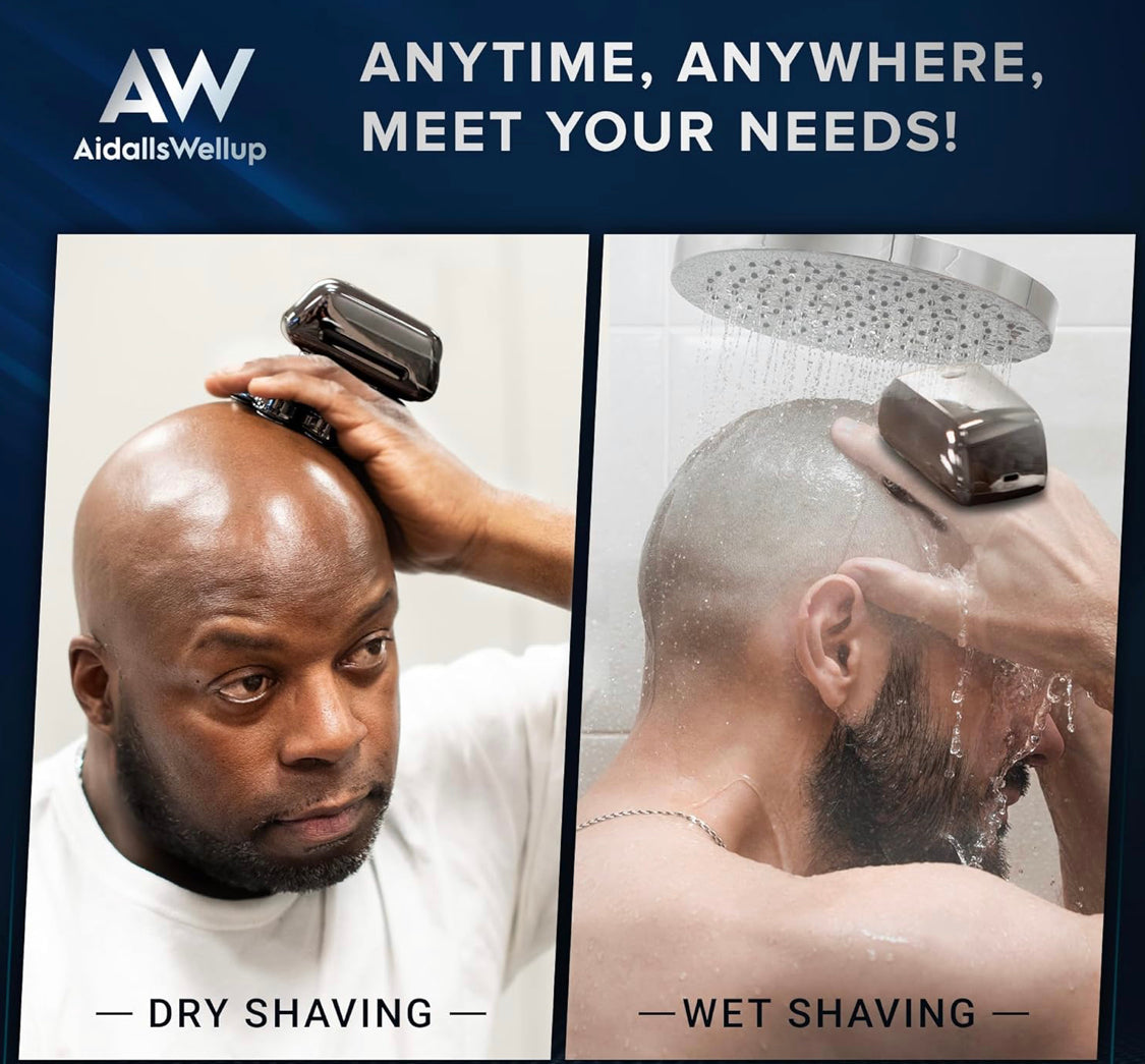 AidallsWellup Head Shavers for Bald Men: Waterproof Bald Head Shavers for Men - Close Shaving Bald Head Shavers for Men Skull - Electric Head Shaver