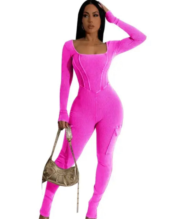 CARGO JUMPSUIT-PINK