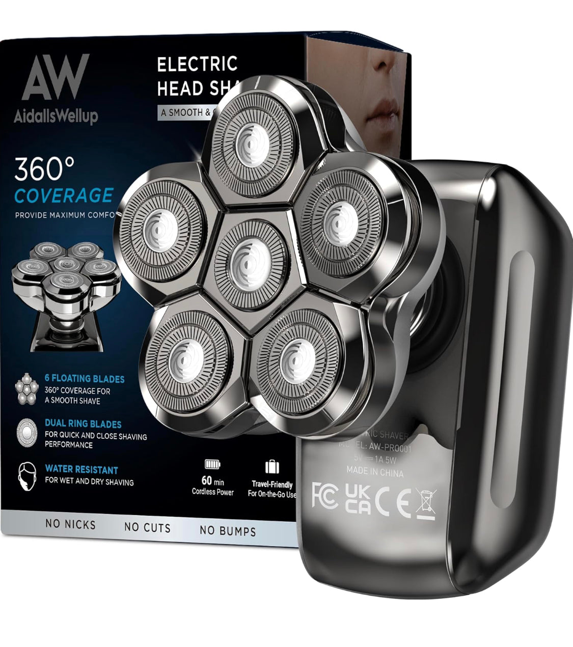 AidallsWellup Head Shavers for Bald Men: Waterproof Bald Head Shavers for Men - Close Shaving Bald Head Shavers for Men Skull - Electric Head Shaver