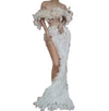 Krystal Off Shoulder Corset Tulle Skirt Set| White/Nude