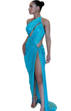 APHRODITE GOWN- AQUA METALLIC