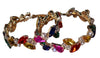 Multicolor Rhinestone Hoop Earrings- Gold