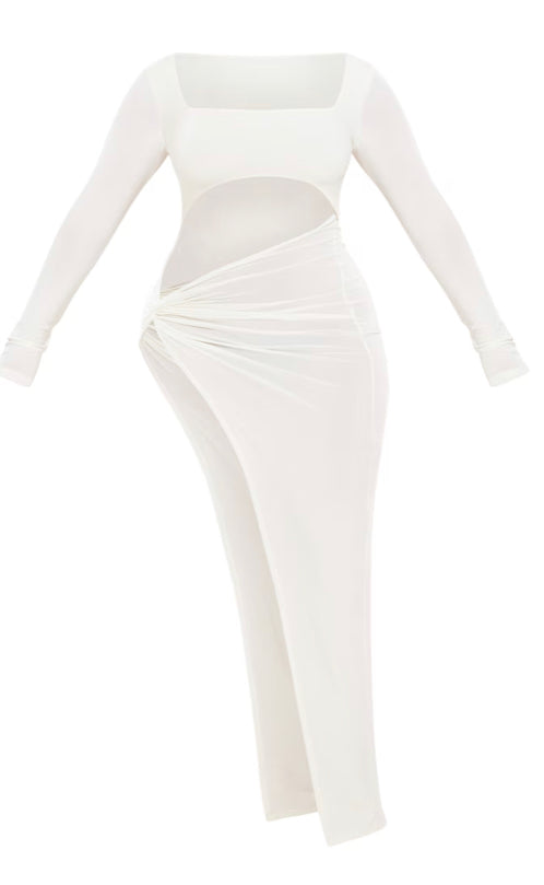 Shape White Slinky Cut Out Knot Side Midaxi Dress