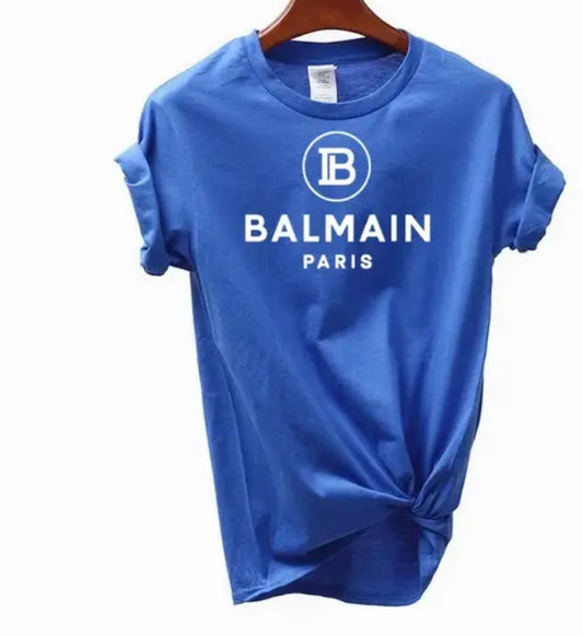 BALMAIN PARIS T-SHIRT- BLUE