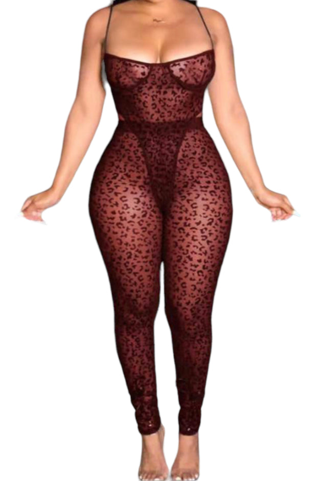 Women's Mesh See-through Sexy Jumpsuit 2-piece Set