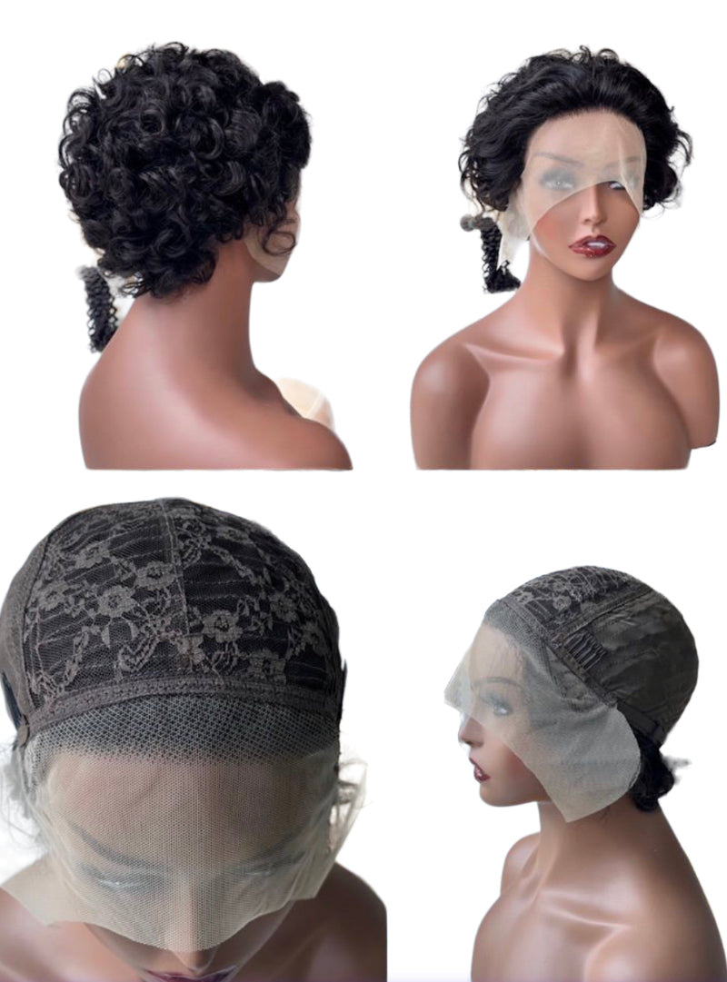 Pixie cut curly wig Human Hair