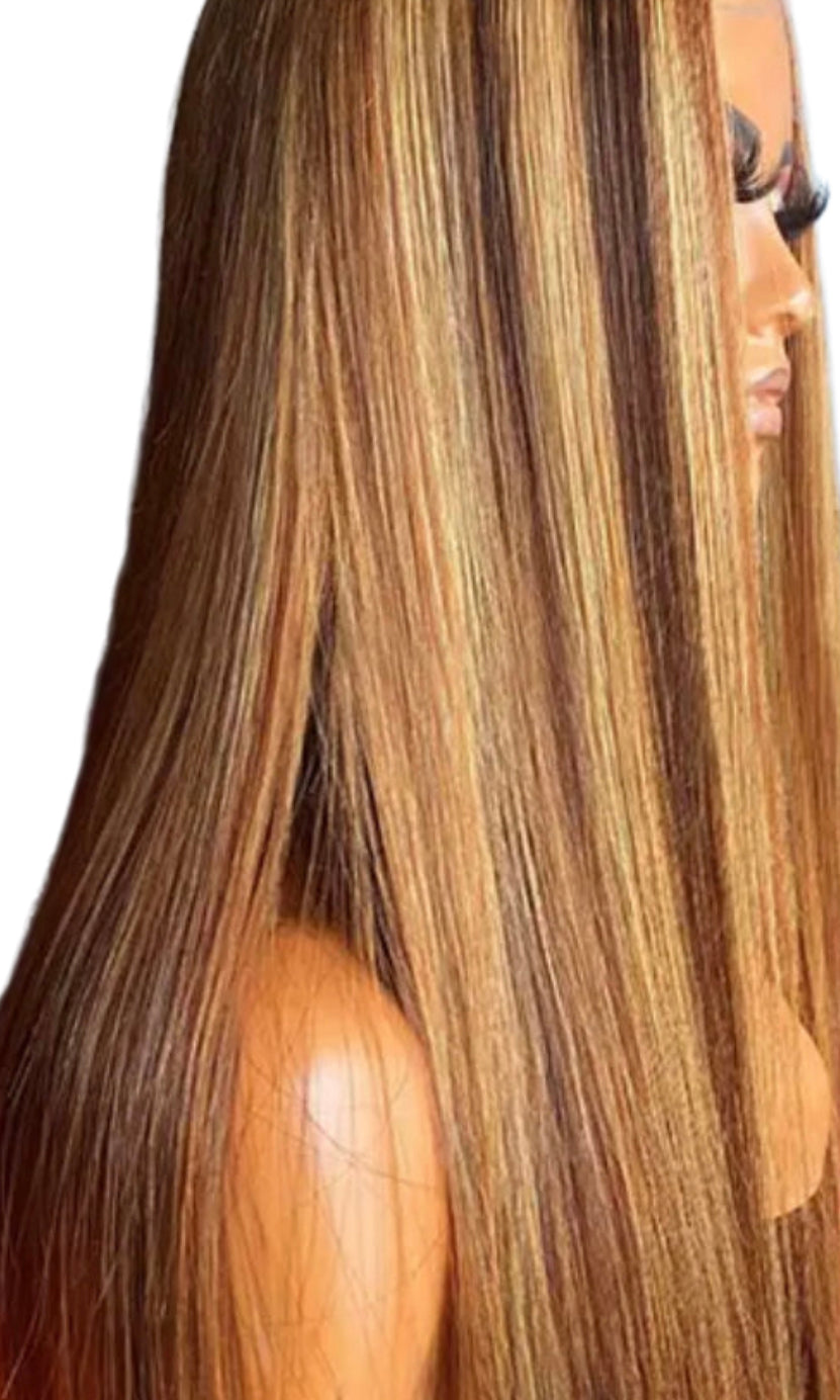 Blond highlights straight outlet hair