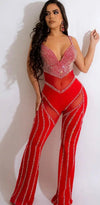 EDEN HALTER JUMPSUIT SLEEVES - RED CRYSTAL