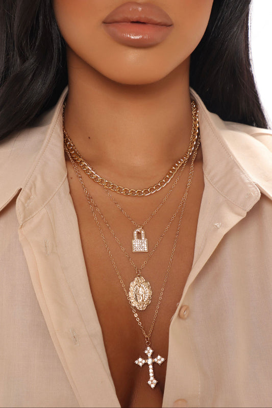 Deep Devotion Layered Necklace-Gold