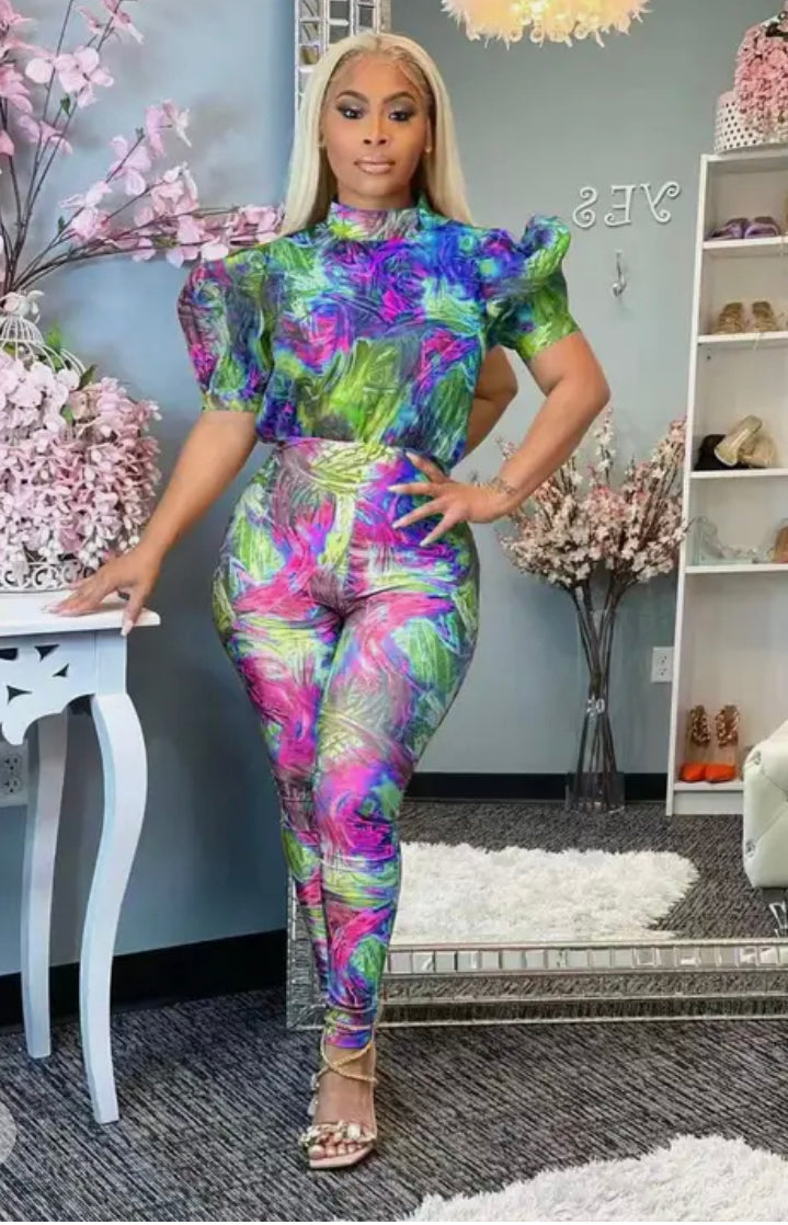 High Waist Tunic Tie Dye Bodycon Jumpsuit