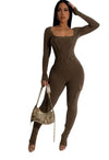 CARGO JUMPSUIT-DARK BROWN