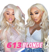 GLUELESS WEAR & GO WIG LIGHT BLONDE #613 STRAIGHT AND BODY WAVE PRE CUT LACE CLOSURE