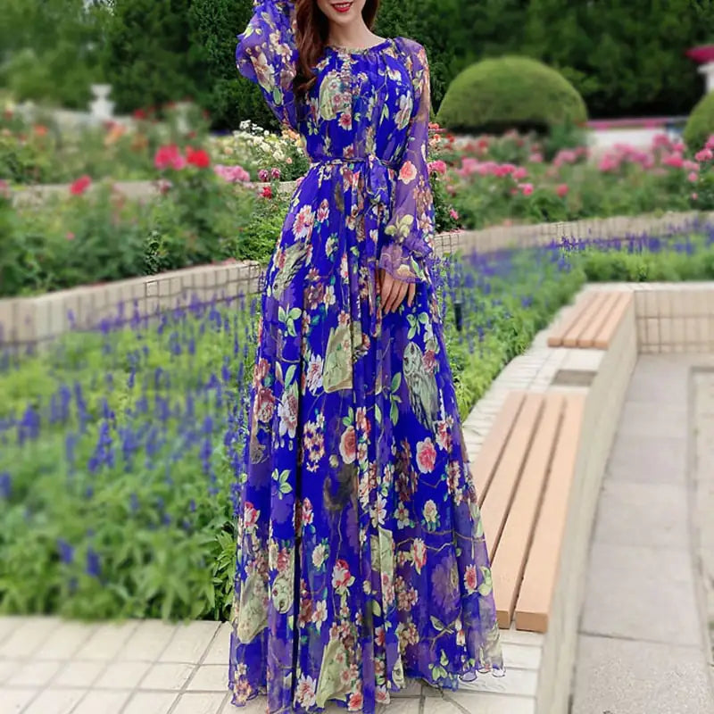 Farah Floral Maxi Dress |Blue