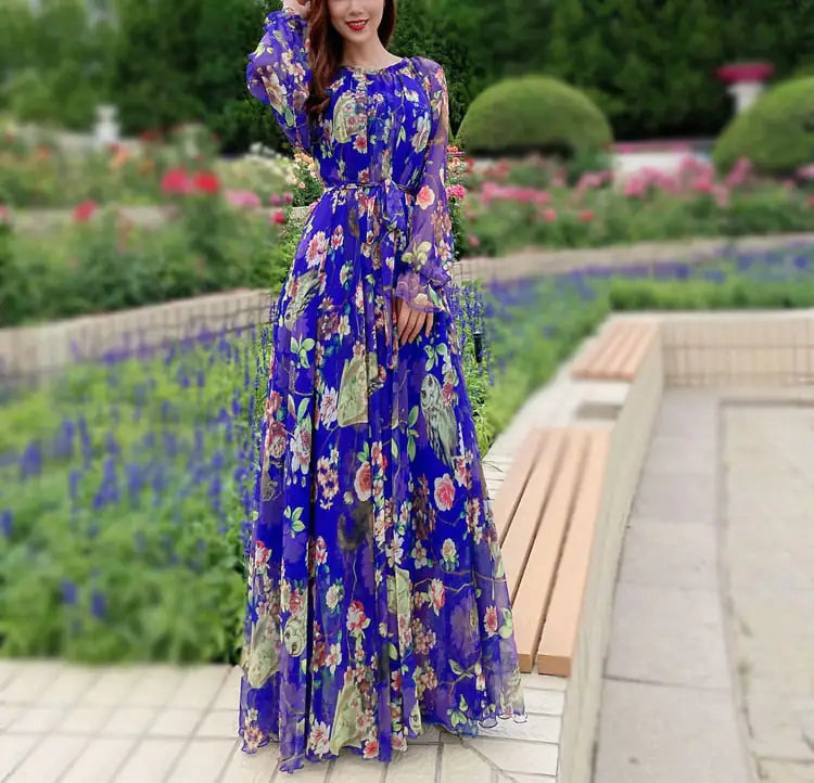 Farah Floral Maxi Dress |Blue