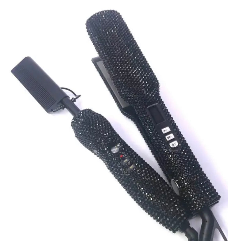 LUXURY CRYSTAL HOT COMB & STRAIGHTENER SET