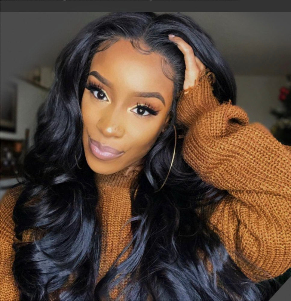 BODY WAVE 360 LACE FRONTAL WIG NATURAL COLOR PRE PLUCKED WITH BABY