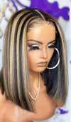 BLONDE AND BLACK HIGHLIGHTS BOB WIG